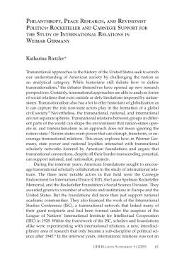 Philanthropy, Peace Research, and Revisionist Politics