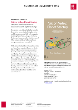 AMSTERDAM UNIVERSITY PRESS Silicon Valley, Planet Startup