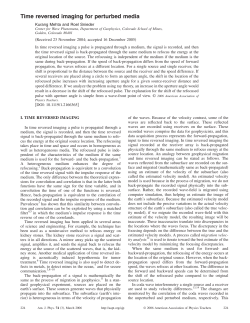 Time reversed imaging for perturbed media