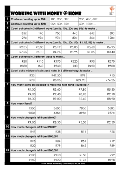 Money - Homework handout