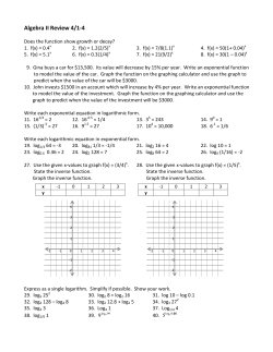 Algebra II Review 4/1-4