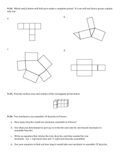 9-‐24. Which net(s) below will fold up to make a complete prism?