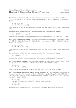Handout 8: Context-free Closure Properties