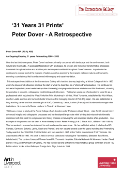 `31 Years 31 Prints` Peter Dover - A Retrospective