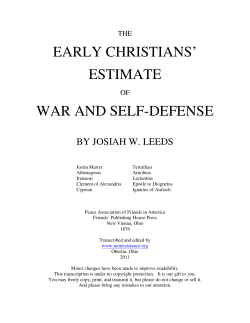 early christians` estimate war and self-defense