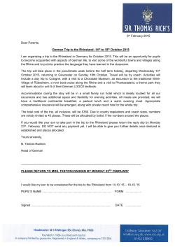 6th February 2015 Dear Parents, German Trip to the Rhineland
