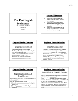 The First English Settlements