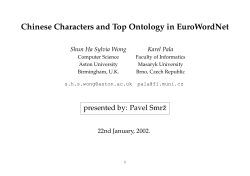 Chinese Characters and Top Ontology in EuroWordNet