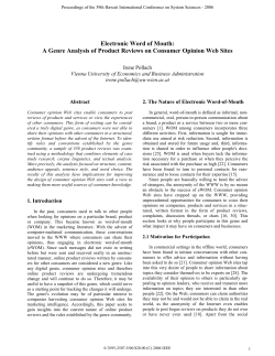 Electronic Word of Mouth: A Genre Analysis of Product Reviews on