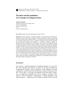 The plaza and the pendulum: Two concepts of ecological science