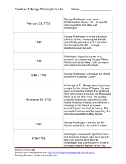 Timeline of George Washington`s Life Name