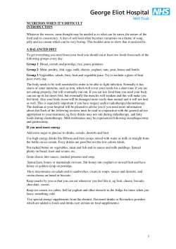 NUTRITION WHEN IT`S DIFFICULT INTRODUCTION Whatever the