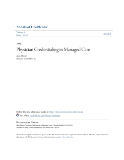 Physician Credentialing in Managed Care