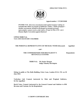 The Personal Representative of Michael Wood (Deceased)