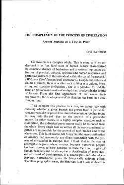 Ancİent Anatolia as a Case in Point