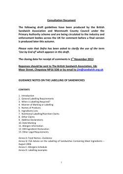 British Sandwich Association - Tri-Label Online Sandwich Labelling