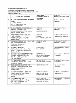 List of Maritime Enterprises Accredited under MARINA MC 181