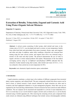 Extraction of Betulin, Trimyristin, Eugenol and Carnosic Acid Using