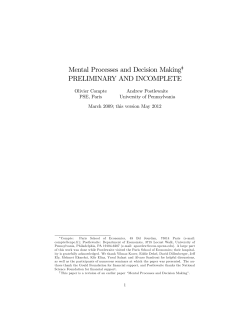 Mental Processes and Decision Making", PRELIMINARY AND