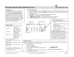 Formulas and the Sum Function in Excel