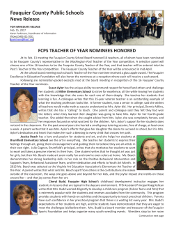 News Release - Fauquier County Public Schools
