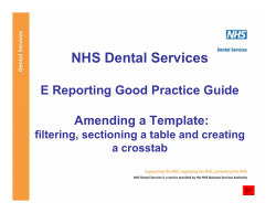 eReporting amending a template filtering and sectioning