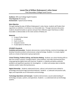 Lesson Plan of William Shakespeare`s Julius Caesar Post