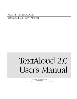 TextAloud 2.0 User`s Manual