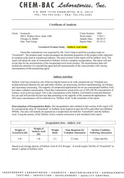 Sulfuric Acid Results