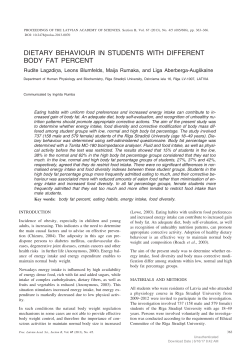 DIETARY BEHAVIOUR IN STUDENTS WITH DIFFERENT BODY
