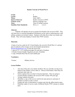 Ruskin Veterans of World War I Grade: 4 Locale: Ruskin When