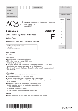 GCSE Science B Question paper Unit 03 - Making My World a