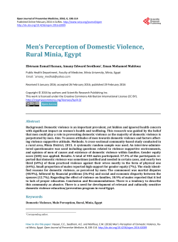 Men`s Perception of Domestic Violence, Rural Minia, Egypt