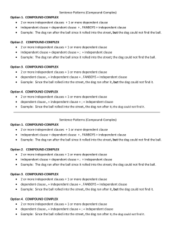 Sentence Patterns (Compound-Complex) Option 1. COMPOUND
