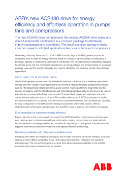 ABB`s new ACS480 drive for energy efficiency and effortless