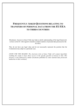 Frequently Asked Questions Relating to Transfers of Personal Data