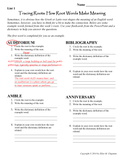 Root Word Vocabulary List 1 Questions doc