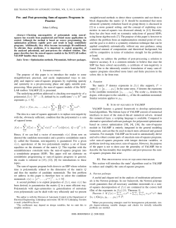 Pre- and Post-processing Sum-of-squares Programs in - ISY