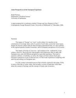 Asian Perspectives on the European Experience