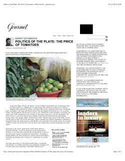 Politics of the Plate: The Price of Tomatoes: 2000s Archive : gourmet