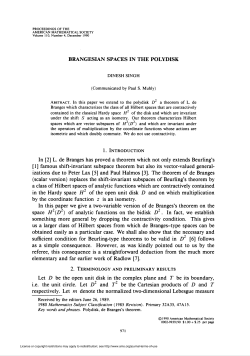 BRANGESIAN SPACES IN THE POLYDISK 1. Introduction