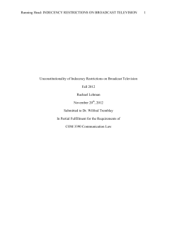 INDECENCY RESTRICTIONS ON BROADCAST TELEVISION 1