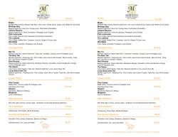 Drink Menu - Hyatt Residence Club Sarasota, Siesta Key Beach