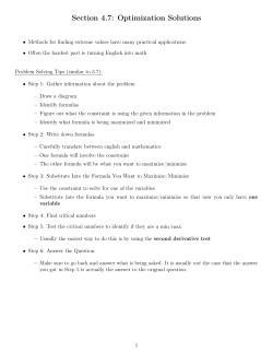 Section 4.7: Optimization Solutions