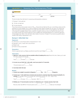 LAB ACTIVITY 4-1 Assessing Your Cardiorespiratory Fitness