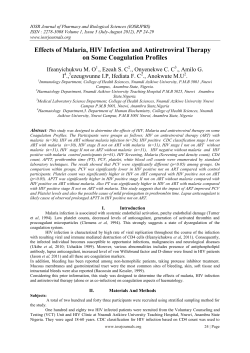 Effects of Malaria, HIV Infection and Antiretroviral Therapy on Some