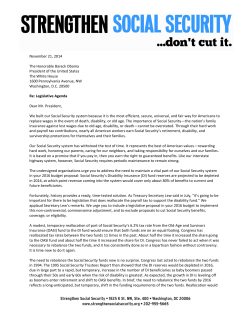 Coalition Letter Asks President to Protect SSDI in FY 2016