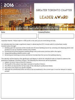 (GTC) Leader Award - CaGBC Toronto Chapter