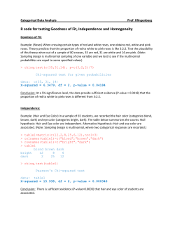 R code for inference about several proportions