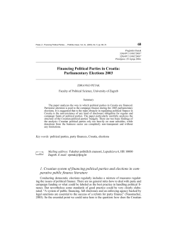 Financing Political Parties in Croatia: Parliamentary Elections 2003